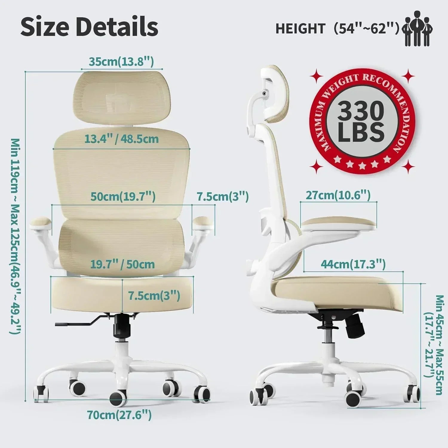 Office Chair Ergonomic Desk Chair 330 lbs Home Mesh Desk Chair Comfortable Gaming Chair