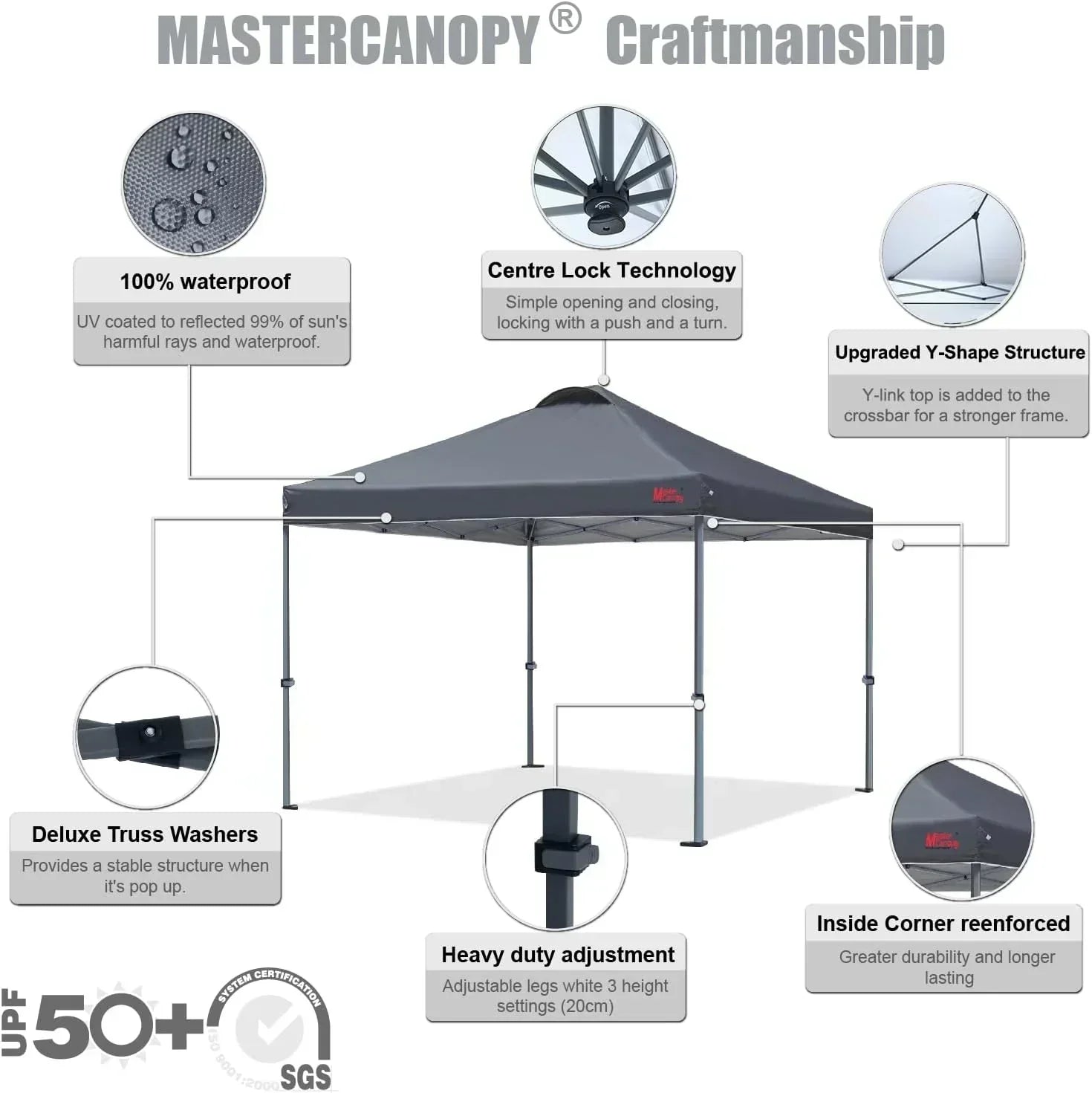 Durable Pop-up Canopy Tent with Roller Bag (10x10 Black)