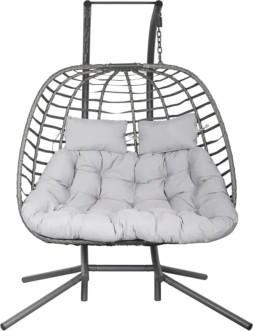 HWB Hanging Egg Chair with Stand Patio Wicker Hammock Egg Swing Chair Cushion for Bedroom