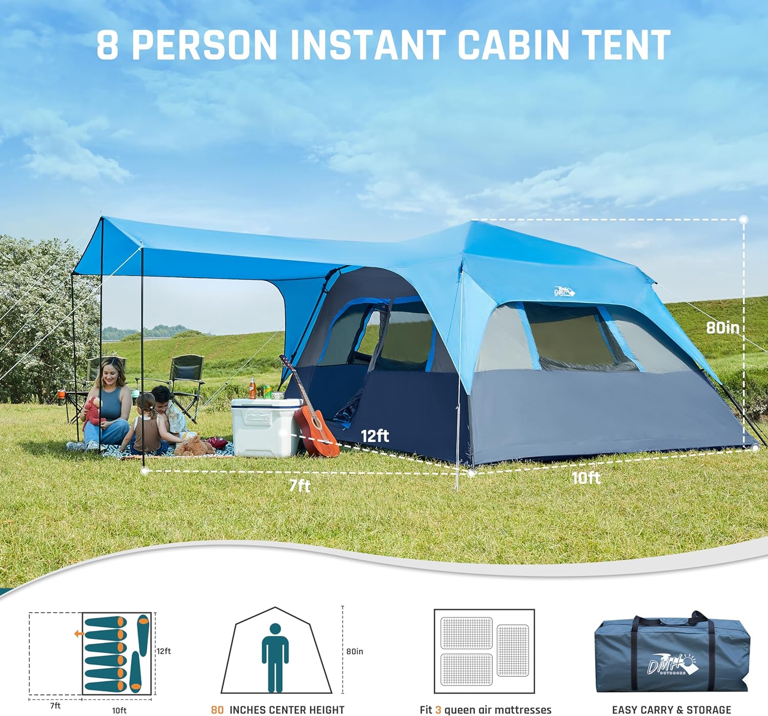 Quick-opening tent family camping tent pop-up camping tent large waterproof tent