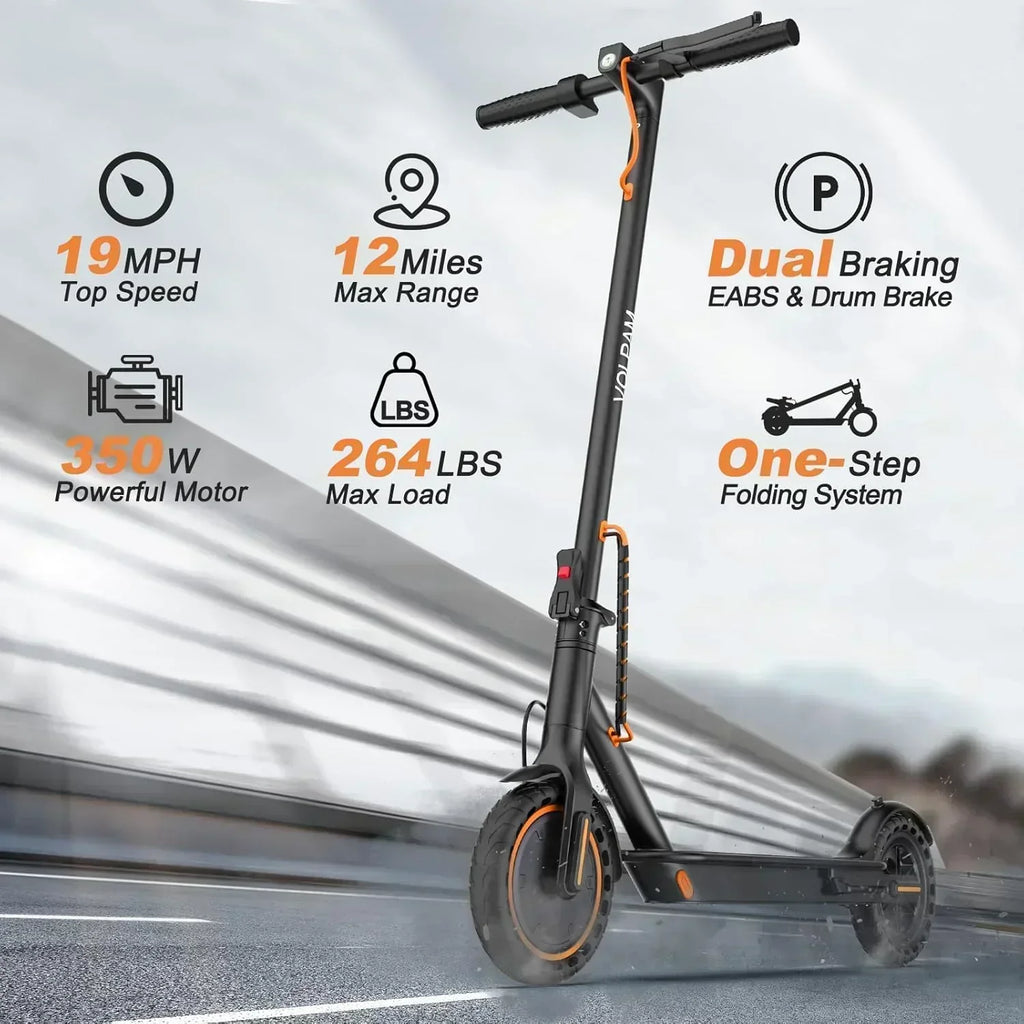 Volpam electric scooter Powerful electric motor Solid tires 28/21/12 mile range