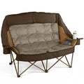High Back Double Camping Chair Low Seat Folding Loveseat with Cup Holders and Carry Bag 800 lbs