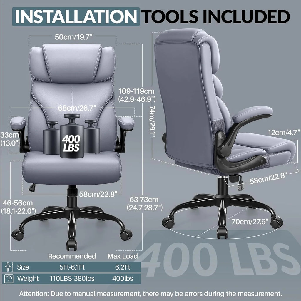 Office Chair Large High-Foot Computer Desk Chair, Breathable Leather Chair Lumbar Support Rotating Computer Chair