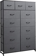 WLIVE Storage Organizer Unit with 13 Fabric Bins, Storage Drawers Organizer with Steel Frame, Tall Storage Tower Organizaton for Living Room, Hallway, Office, Charcoal Black