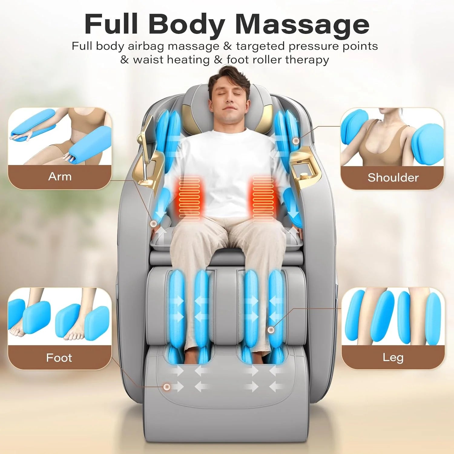Full Body Massage Chair, 160° Zero Gravity Recliner with Body Scan, 50 SL Track Shiatsu Massage Chair, Spot Massage, Foot Roller