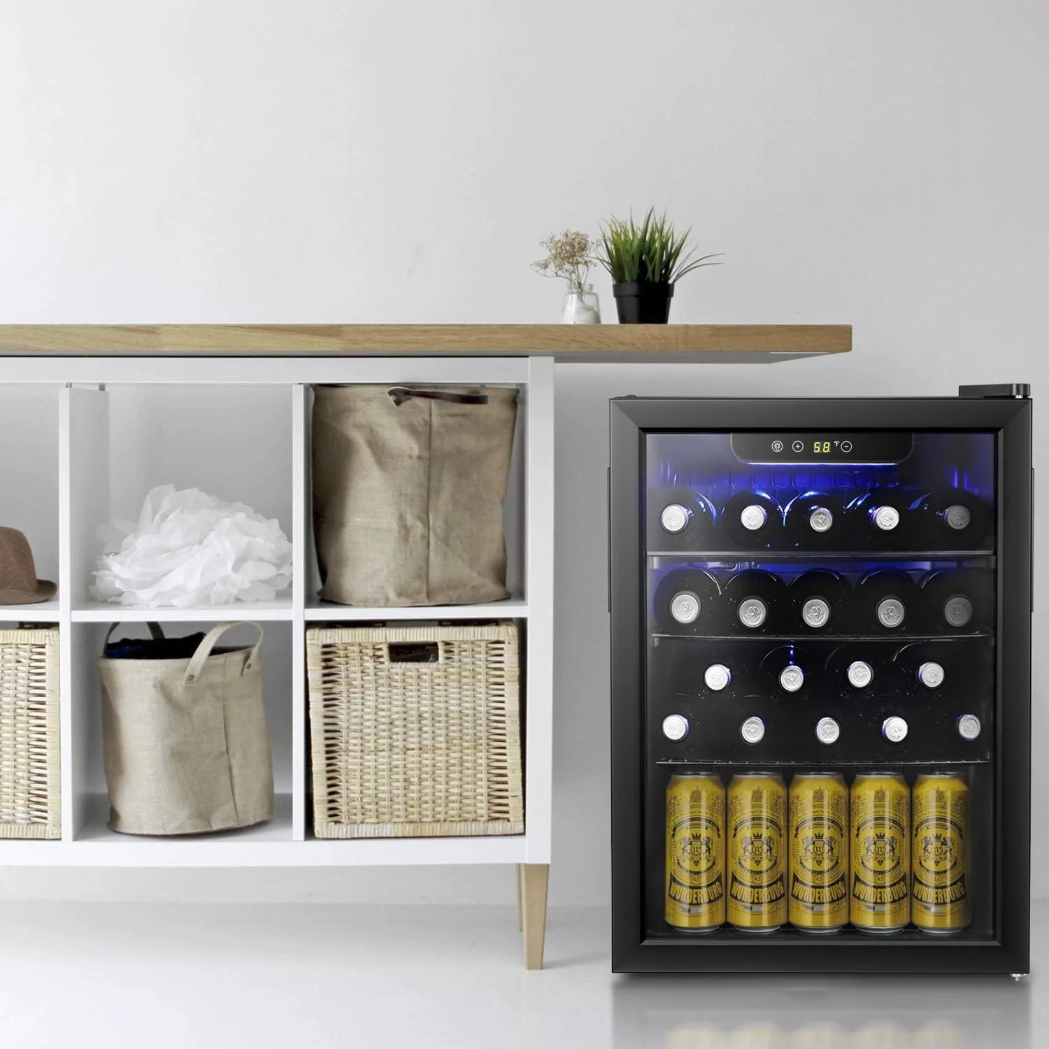 Antarctic Star 26 Bottle 130 Can Wine Cooler Cabinet Beverage Refrigerator Mini Wine Cellar