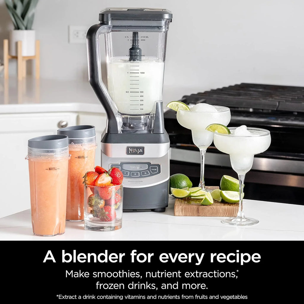Ninja BL660 Professional Compact Smoothie and Food Processor Blender, 1100W, 3 Functions - Perfect for Frozen Drinks, Smoothies, Sauces, and More