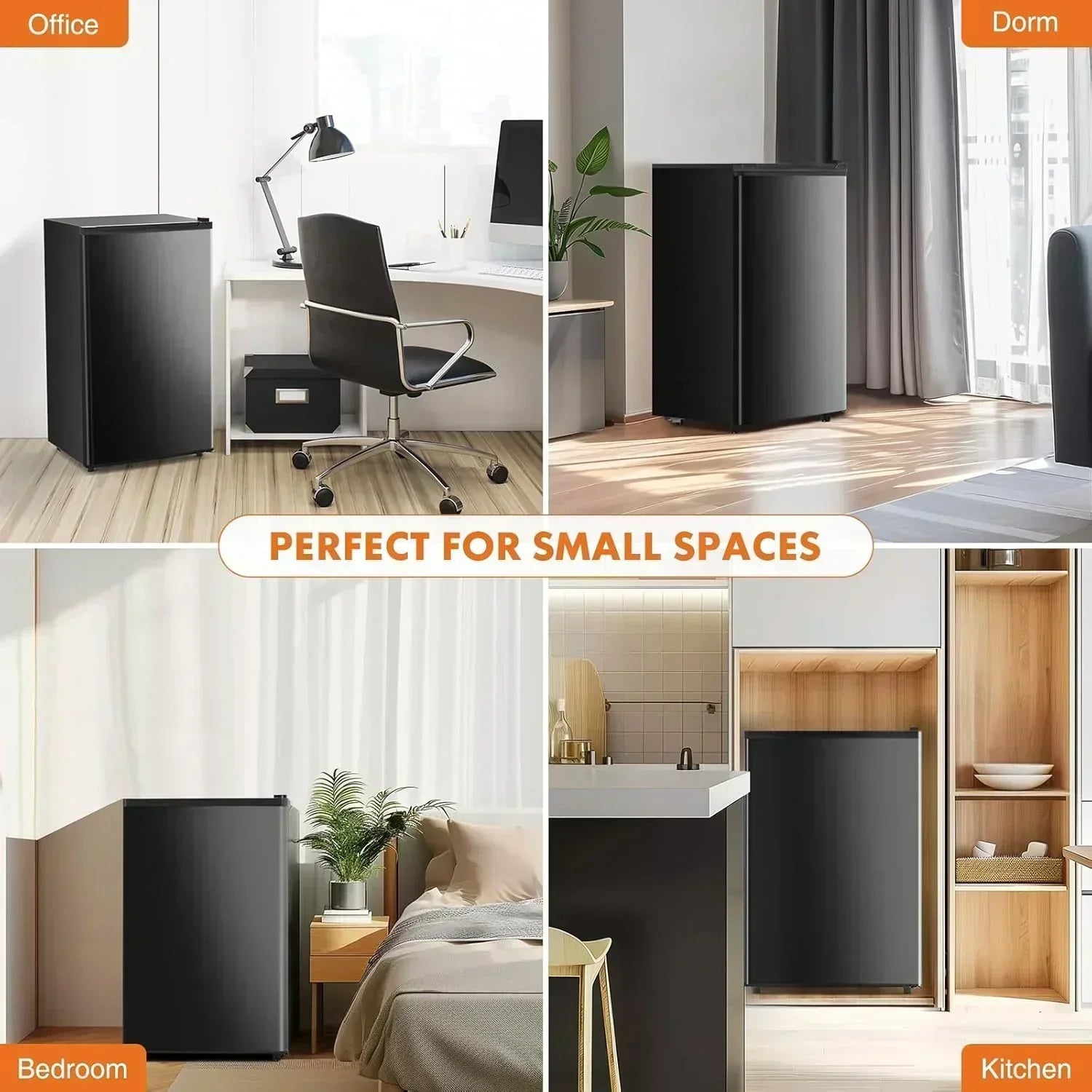 Sweetcrispy 3.2 Cu.Ft Mini Fridge Freezer Small Refrigerator Single Door Adjustable Thermostat