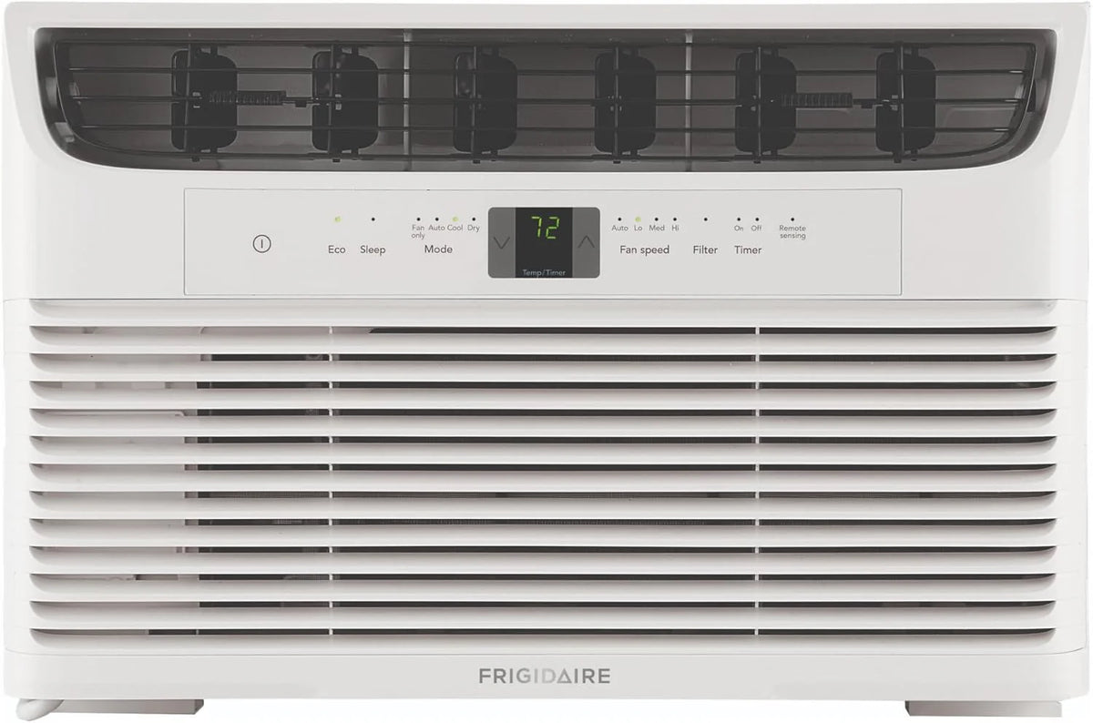 Frigidaire 5,000 BTU Window Air Conditioner with Remote Control, Cools Up to 150 Sq. Ft., Quiet Operation, Eco Mode, 3 Fan Speeds, Auto Restart, White