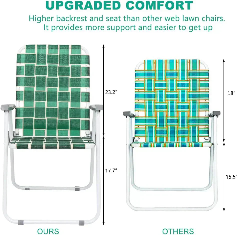 VINGLI Patio Lawn Webbed Folding Chairs Set of 2 Outdoor Beach Portable Lawn Chair
