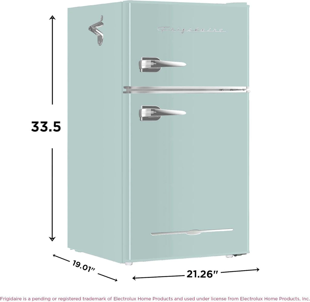 Frigidaire Retro Mini Fridge with Freezer Side Bottle Opener-Small 2 Door Refrigerator Office Bar