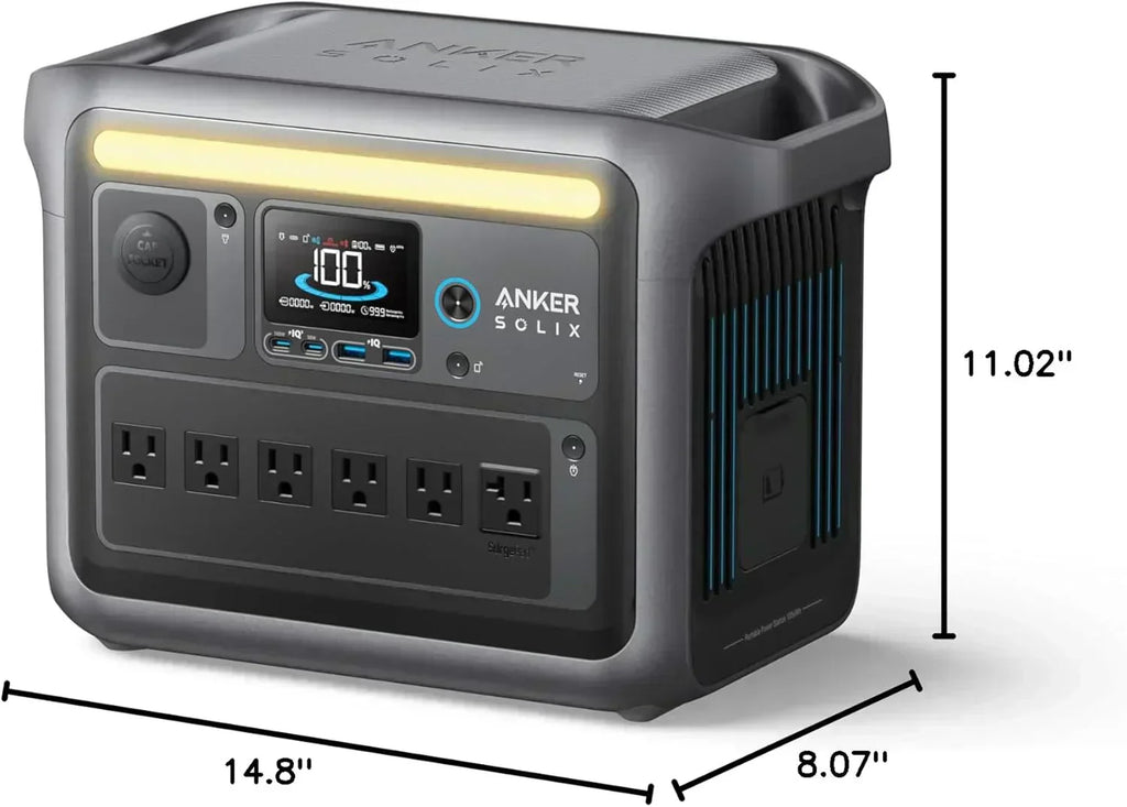 Portable Power Station 1800W (2400W Peak) Solar Generator 58 Minutes to Fully Charge