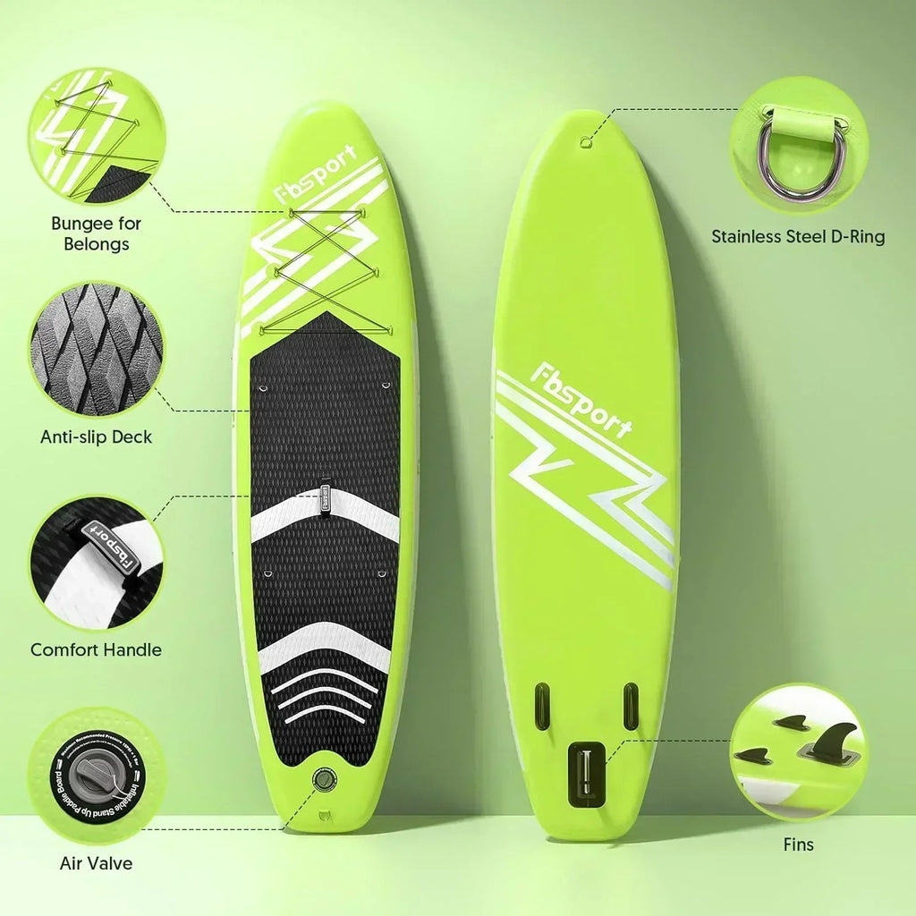 FBSPORT 11' Premium Stand Up Paddle Board Yoga Board with Durable SUP Accessories Carry Bag