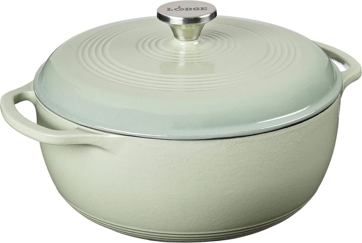 Lodge Essential Enamel Cast Iron Dutch Oven - Perfect for Bread Baking, Braising, Marinating & Slow Cooking - Features Moisture-Sealing Lid & Dual Handles - Kitchen Essentials - 6 Quarts - Caribbean Blue