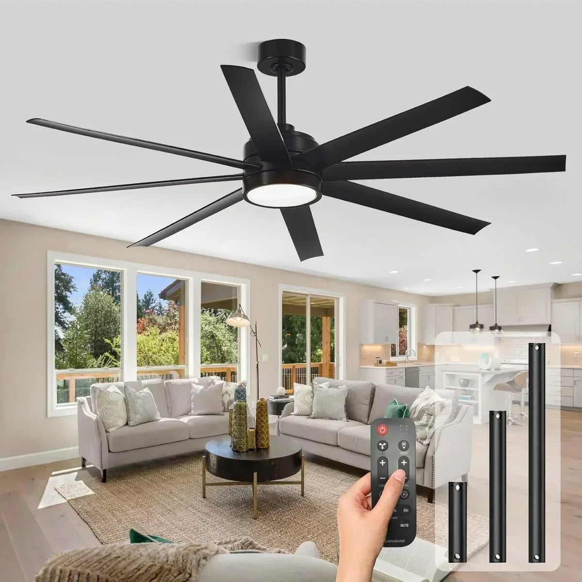 Modern ceiling fan 72 inch bedroom living room library cafe outdoor/industrial