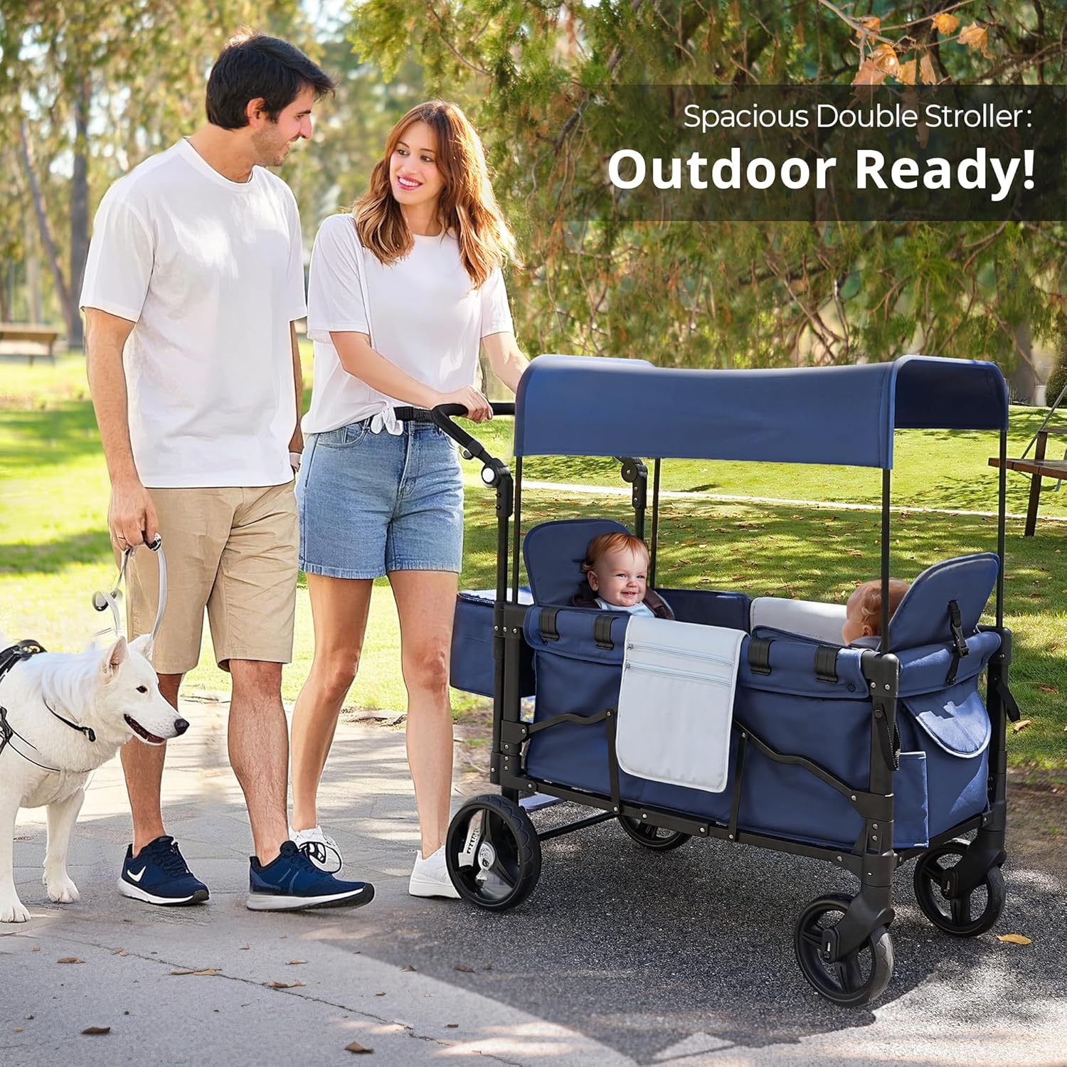 Stroller Wagon for Kids Wagon Stroller Toddlers 2 Seaters All-Terrain Baby Wagon Outdoor