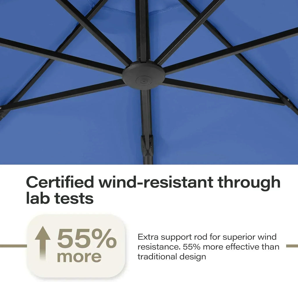 LAUSAINT HOME Outdoor Patio Umbrella with Base included 11 FT Deluxe Curvy Cantilever Umbrella