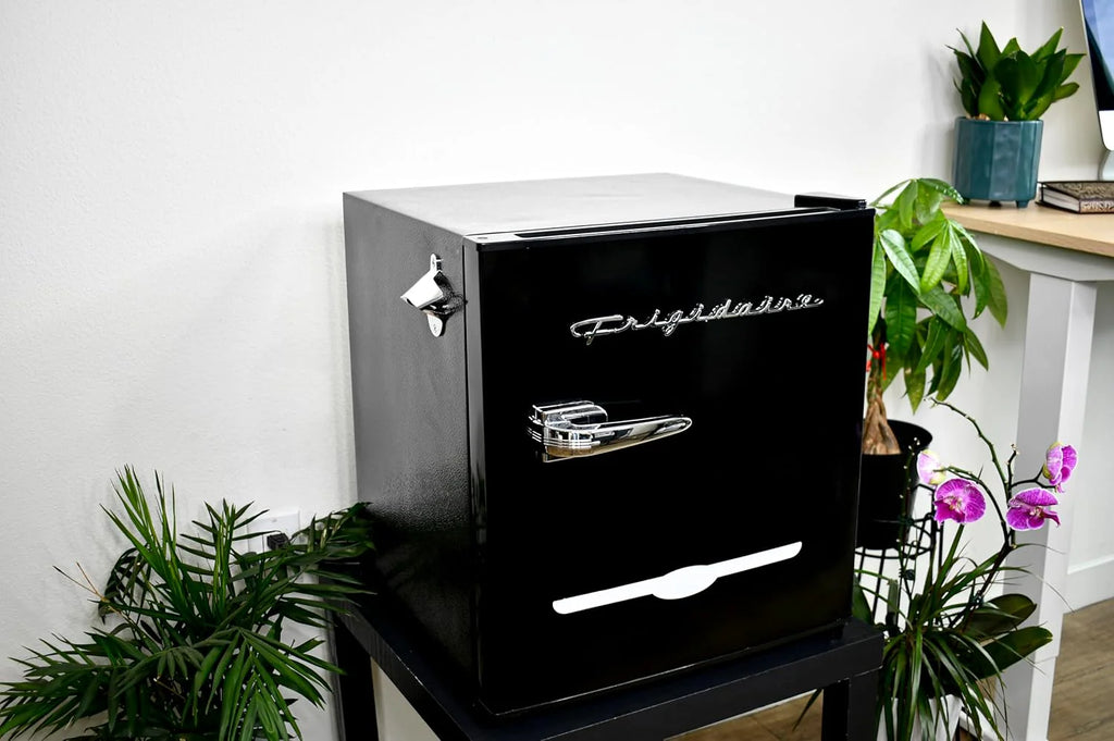 Frigidaire EFR176 Retro Compact Fridge with Chiller Mini Refrigerator with Built-in Bottle Opener for Office, Bedroom, Dorm Room or Cabin, 1.6 cu ft 16 D x 18 W x 18.5 H, Moonlight