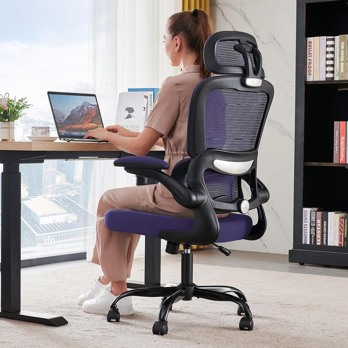 Office Chair Ergonomic Desk Chair, 330 lbs Home Mesh Desk Chair with Wheels, Comfortable Gaming Chair, High Back Office Chair