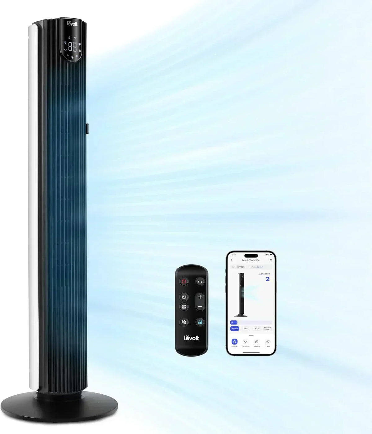 LEVOIT Tower Fan for Bedroom Standing Fan with 28dB Quiet for Sleep Remoter 12H Timer