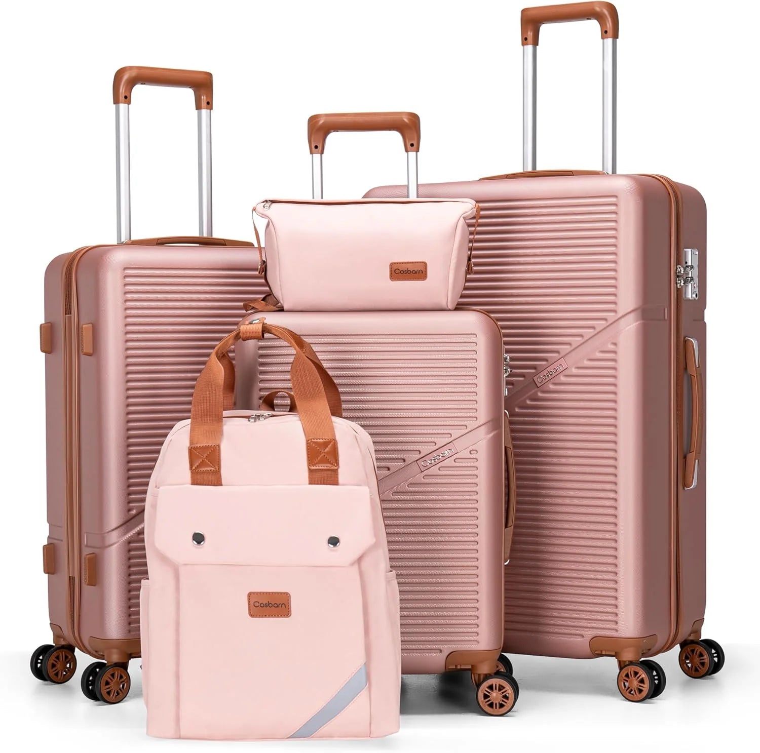5-Piece Luggage Set with Spinner Wheels, Hard-Shell ABS Luggage Set with Tsa Lock, Lightweight Hard-Shell Waterproof Travel Case, Unisex, Gray