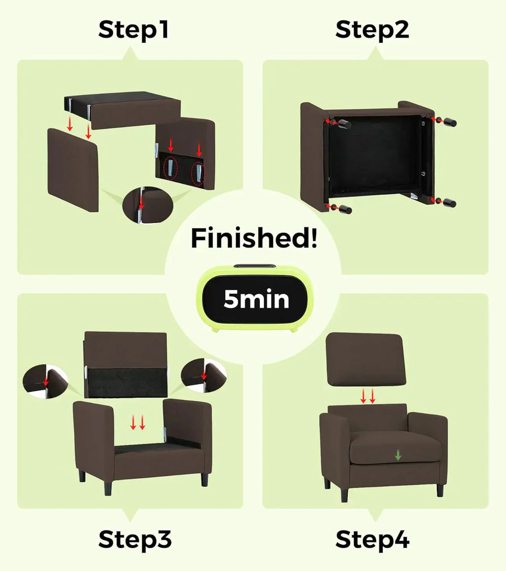 Loveseat Sofa 51 Love Seat Comfy Corduroy Small Loveseat Tool-Free Setup Couch