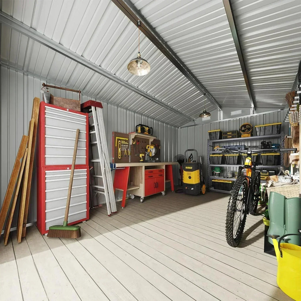 Aoxun 6.2x4 FT Shed Outdoor Storage Shed Metal Garden Shed Sloping Roof Tool Shed Bike Shed