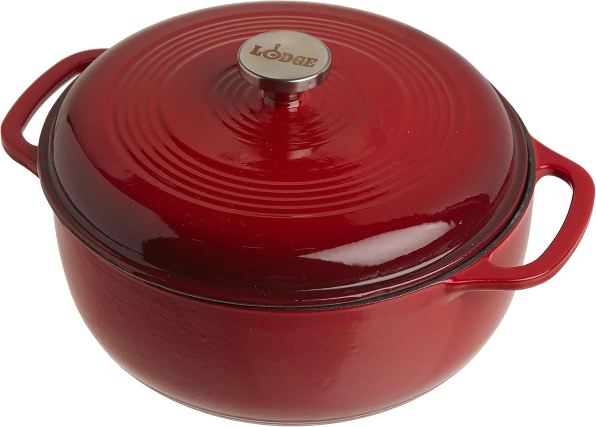 Lodge Essential Enamel Cast Iron Dutch Oven - Perfect for Bread Baking, Braising, Marinating & Slow Cooking - Features Moisture-Sealing Lid & Dual Handles - Kitchen Essentials - 6 Quarts - Caribbean Blue