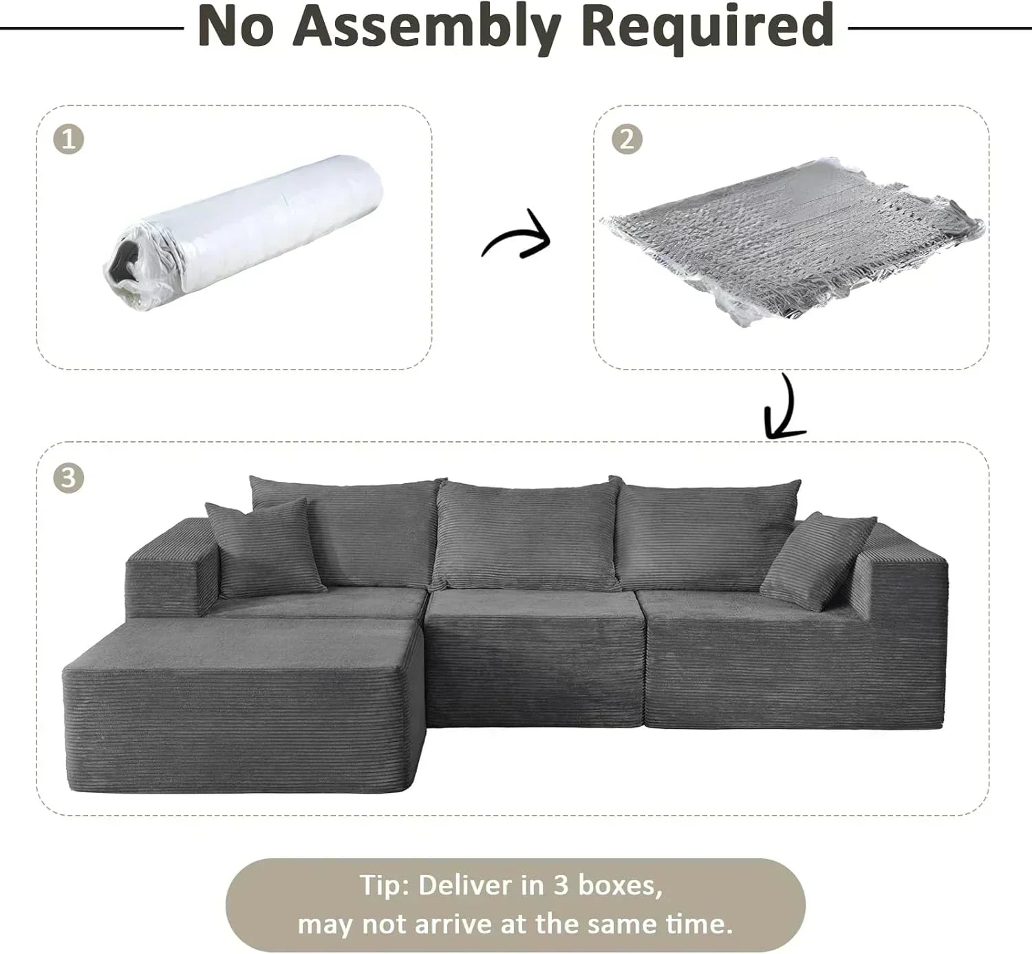 Cloud sofa with L-shaped lounge chair modern modular sofa with deep seats
