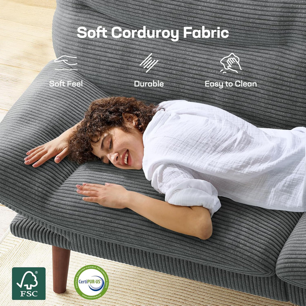 Futon Sofa Bed Futon Sofa Adjustable Back Armrests Converts to Small Sleeper Sofa Bed
