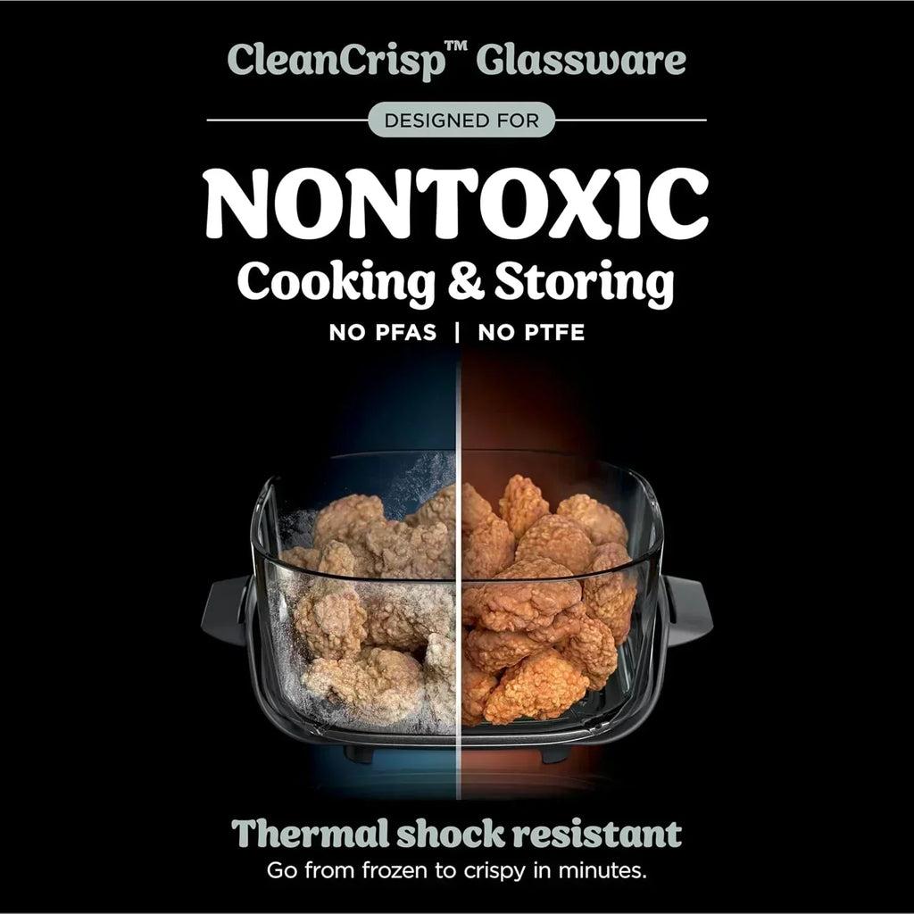Ninja Crispi 4 in 1 Portable Glass Air Fryer Cooking System 4QT 6 Cup TempWare Glass Containers