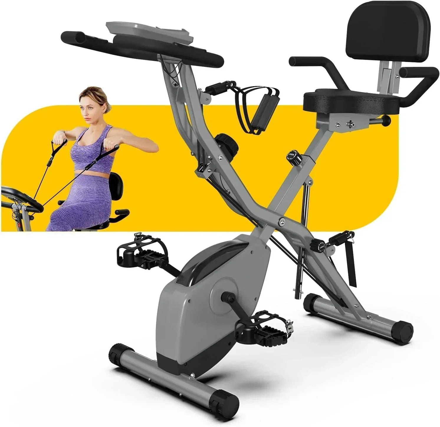 Foldable Exercise Bike Stationary Bikes  5 IN 1 Indoor Workout Cycling Bike Quiet Magnetic Resistance