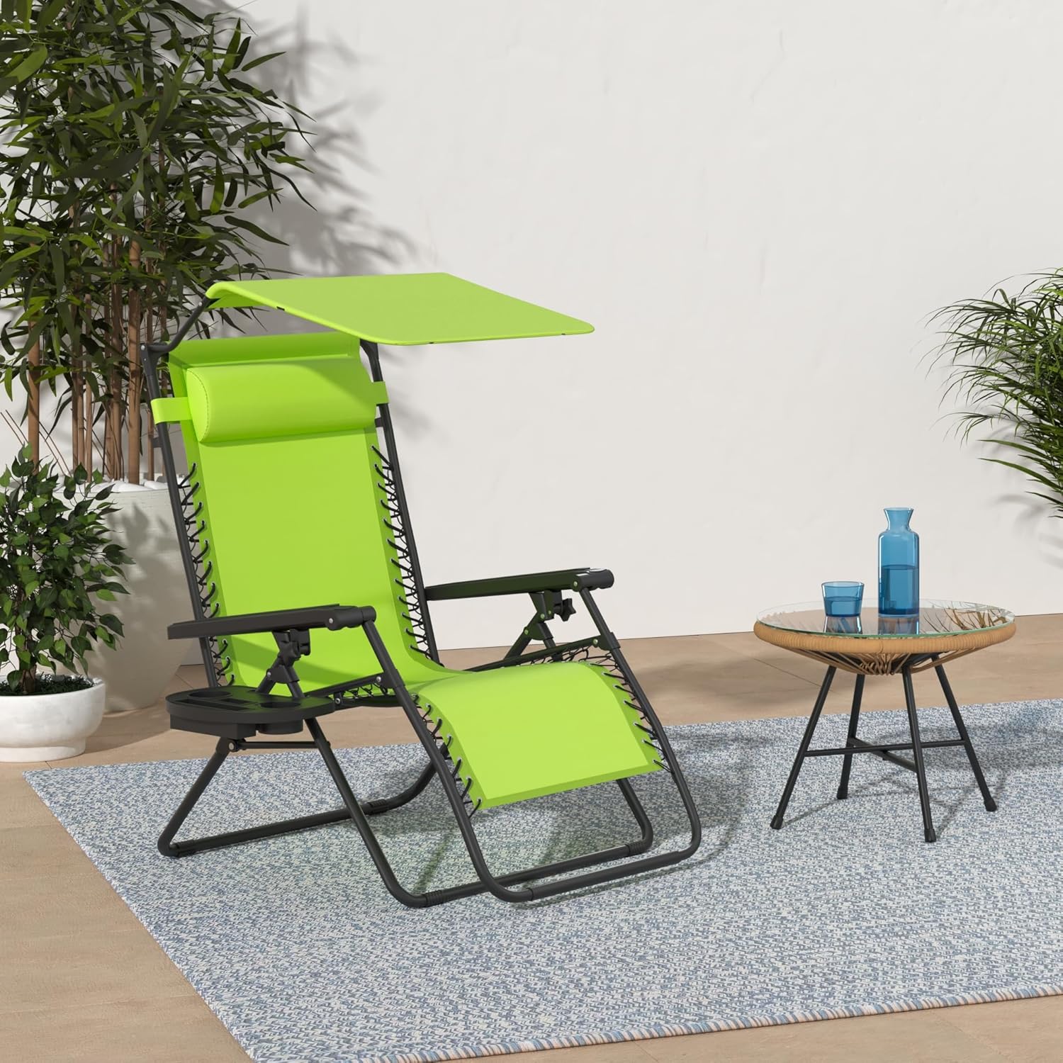 Best Choice Products Folding Zero Gravity Recliner Patio Lounge Chair Adjustable Canopy Shade