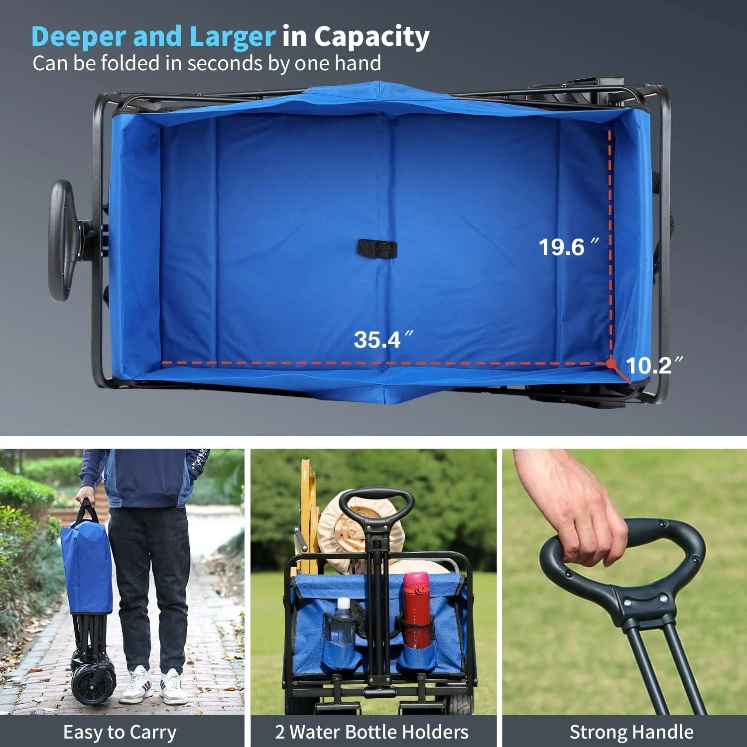 Heavy Duty 350 lb Capacity Foldable Caravan, Outdoor Folding Camping Caravan, Portable Grocery Cart, Adjustable Rolling Cart