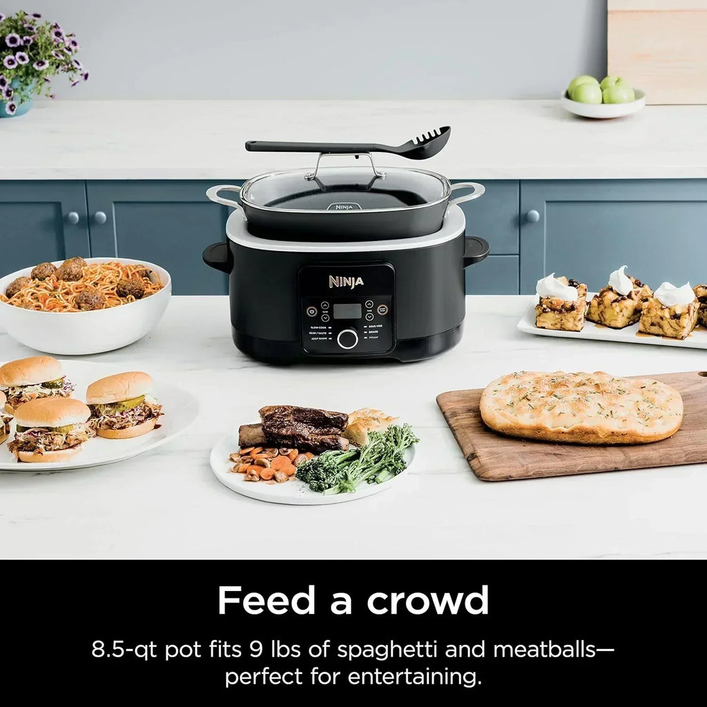 Ninja Slow Cooker 8.5 Quart Multi Cooker with Dutch oven steamer glass lid with integrated spoon