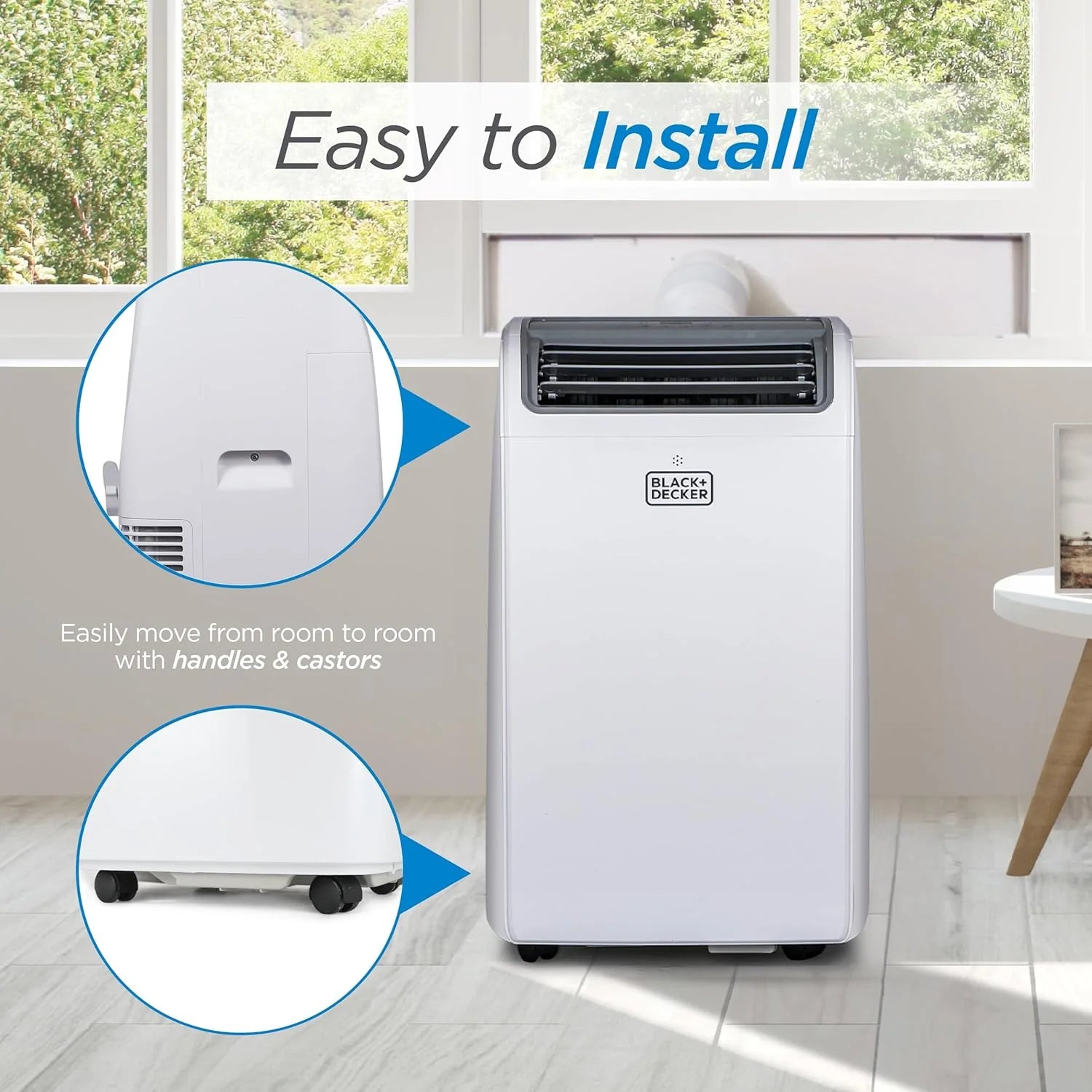 BLACK+DECKER 10,000 BTU Portable Air Conditioner for Rooms up to 450 Sq. with Remote Control, White