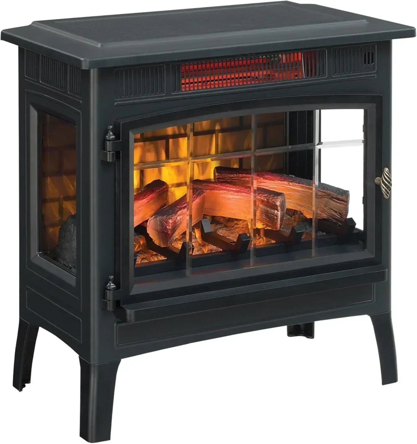 Freestanding Electric Fireplace Stove Heater with 3D Flame Effect for 1000 Sq. Ft