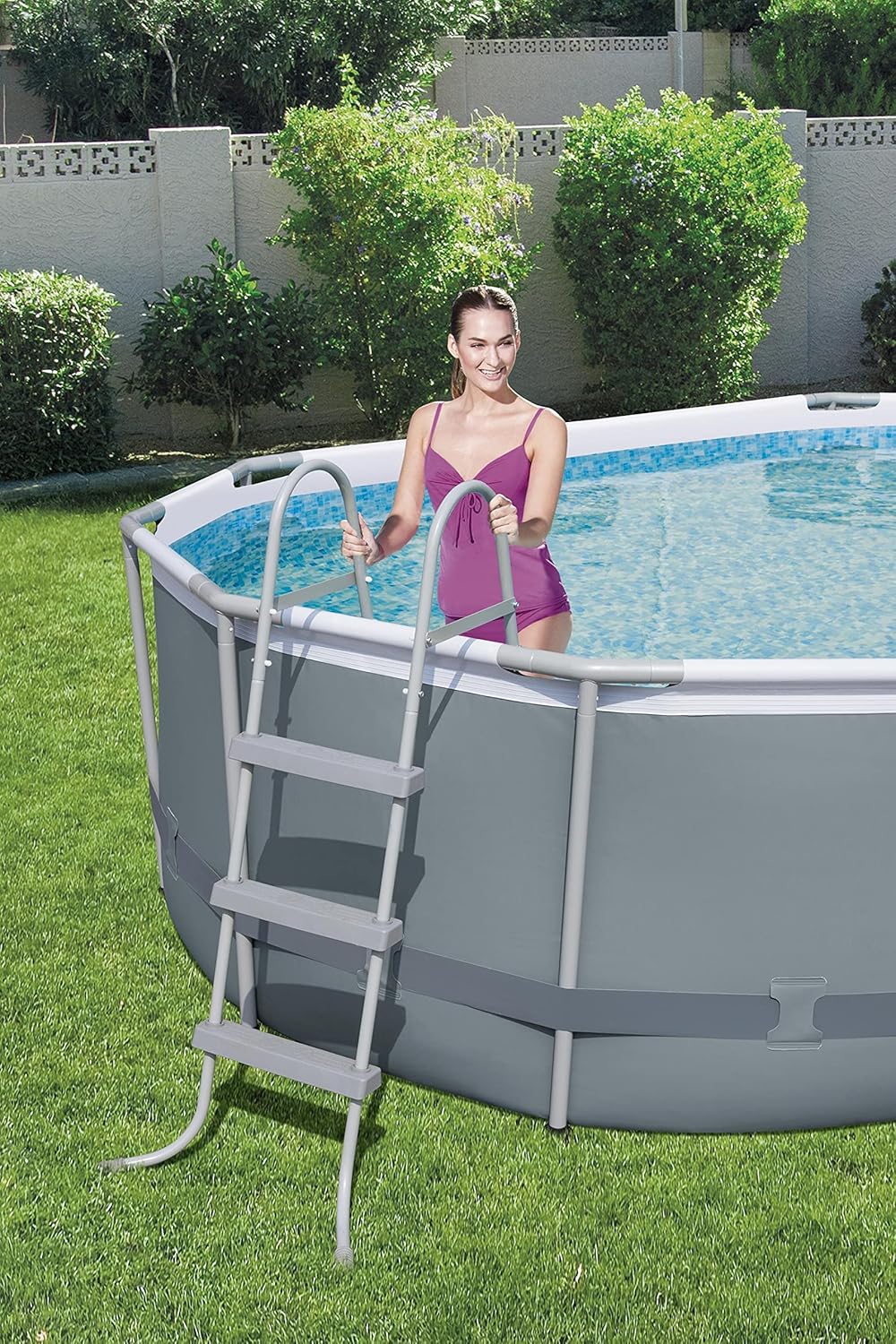 Power Steel 14' x 8'2 x 39.5 Oval Above Ground Pool Set Includes 530gal Filter Pump Ladder