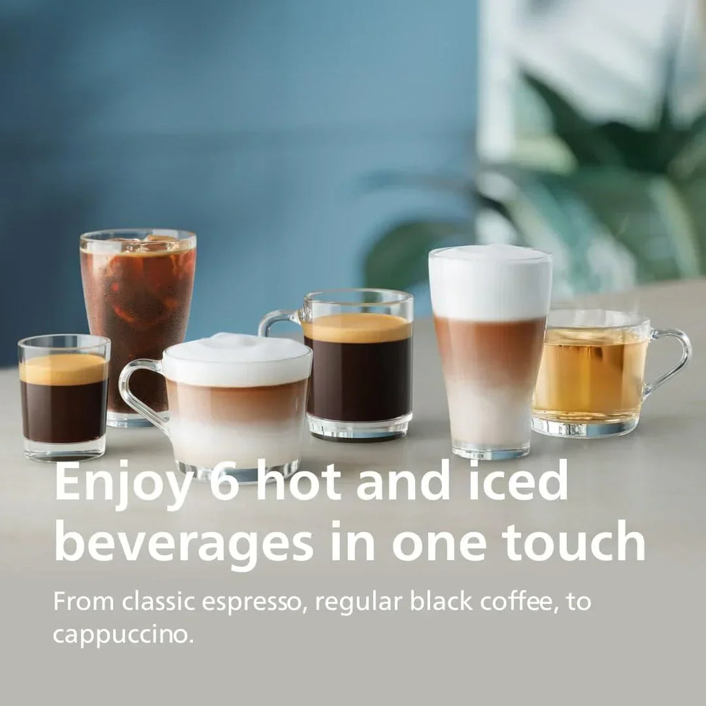 Fully automatic espresso machine 6 hot and iced beverages with ceramic grinder