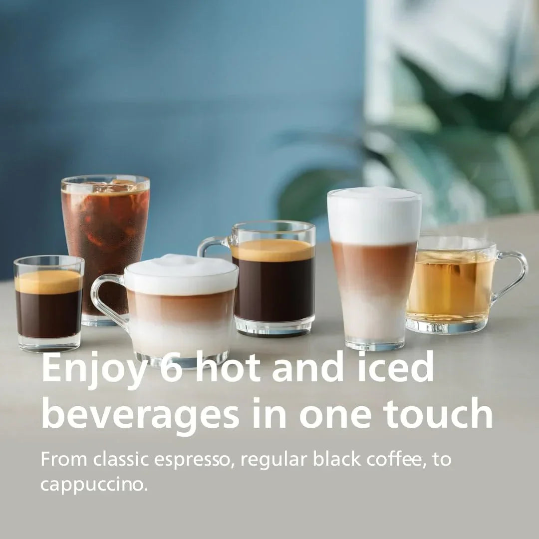 Fully automatic espresso machine 6 hot and iced beverages with ceramic grinder