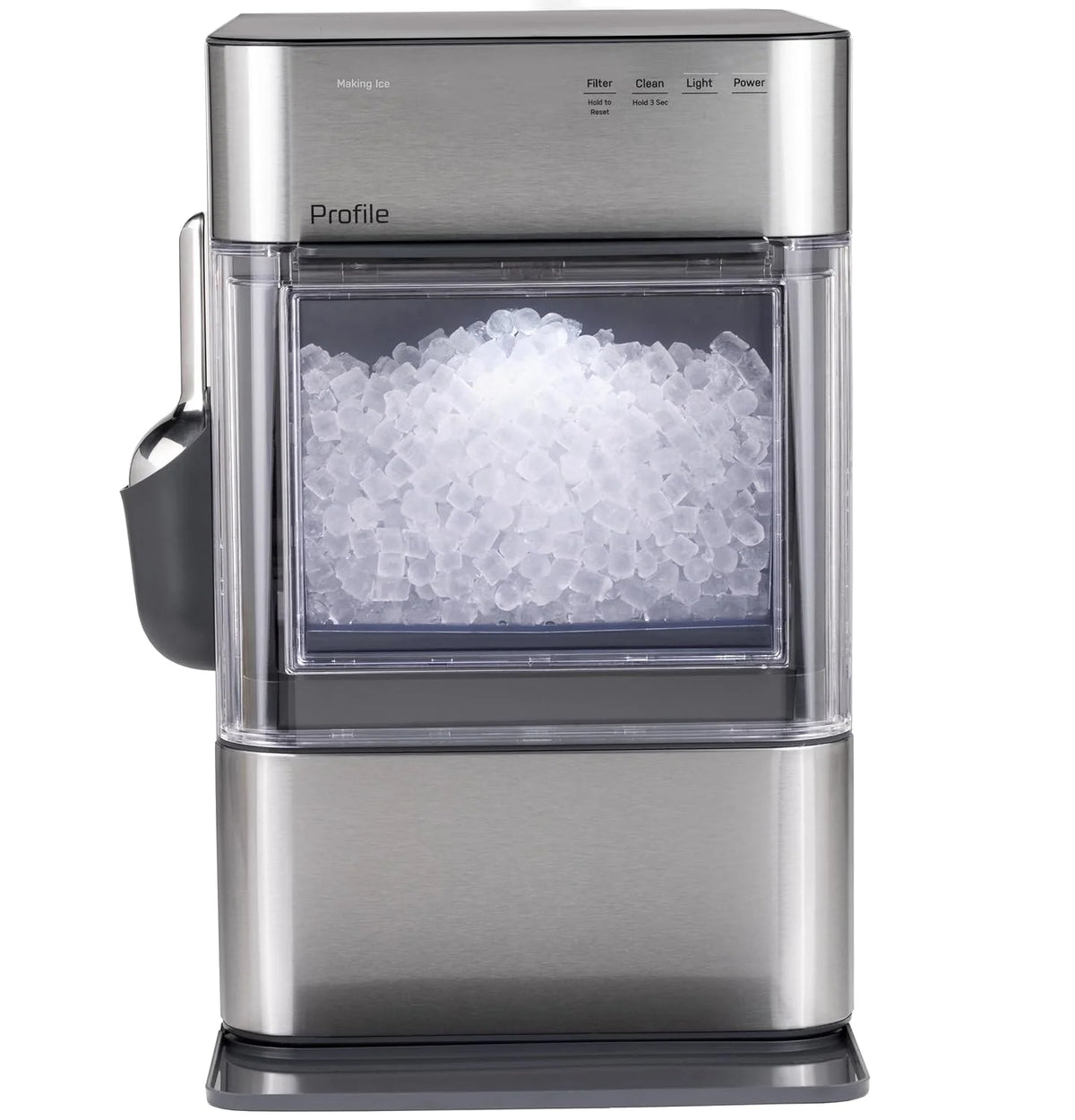 GE Profile Opal 2.0 Ultra Nugget Ice Maker with Scale Inhibiting Filter, Scoop Included, 38 lbs in 24 Hours, Pellet Ice Machine with WiFi & Smart Connected, Stainless Steel