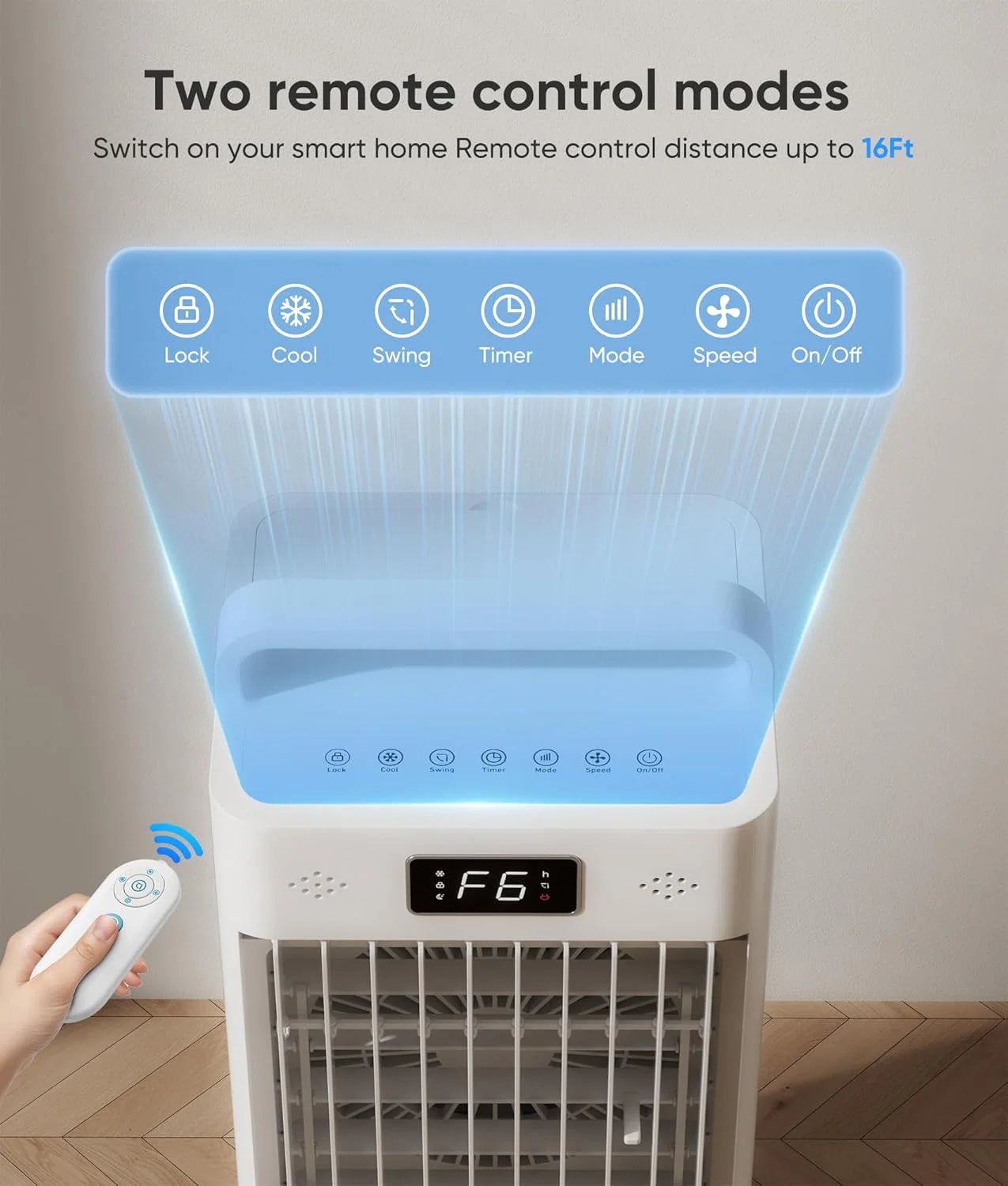 Portable Air Conditioners, 3-IN-1 Swamp Cooler, Evaporative Air Cooler,Remote & Touch Control, 90°+90° Oscillation,LED Screen, Air Coolong Fan for Outdoor Indoor