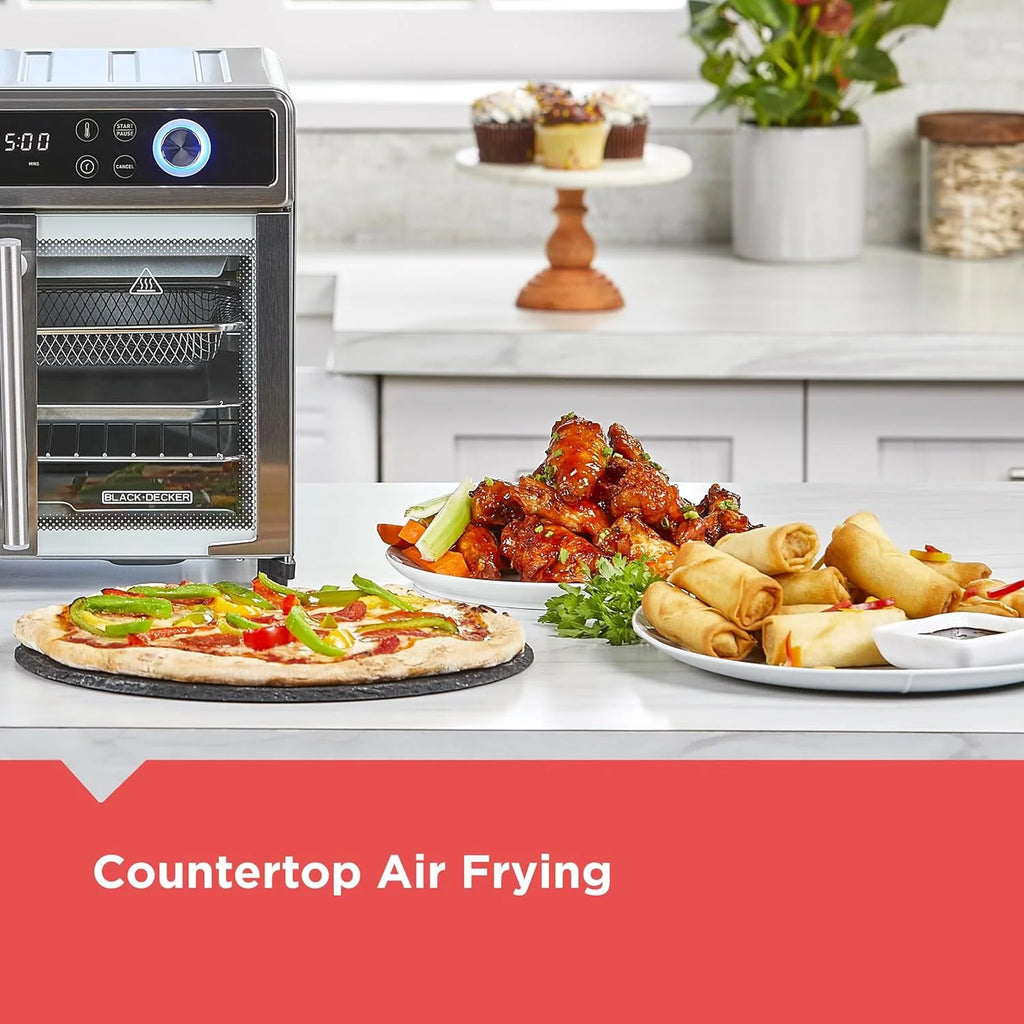 BLACK+DECKER Crisp 'N Bake Air Fryer Toaster Oven Combo, 12 in 1 Countertop Convection Oven Cooks Food Fast