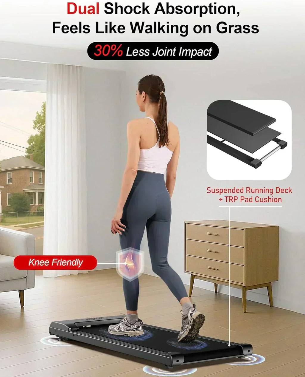 Lichico Walking Pad Under Desk Treadmill Ultra-Quiet Brushless Electric Jogging Treadmill