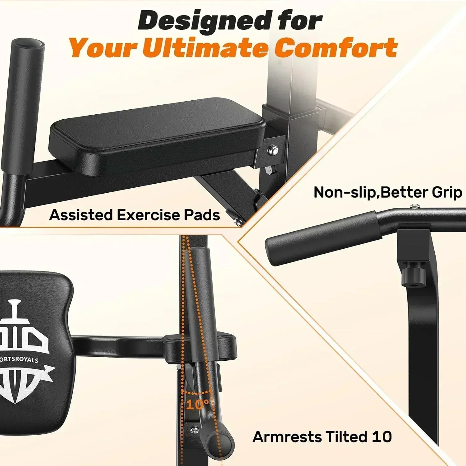Sportsroyals Power Tower Pull Up Bar Station 450 lbs stable suspended immersion tilt station