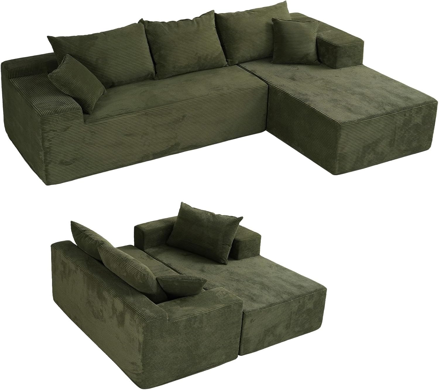 Cloud sofa with L-shaped lounge chair modern modular sofa with deep seats
