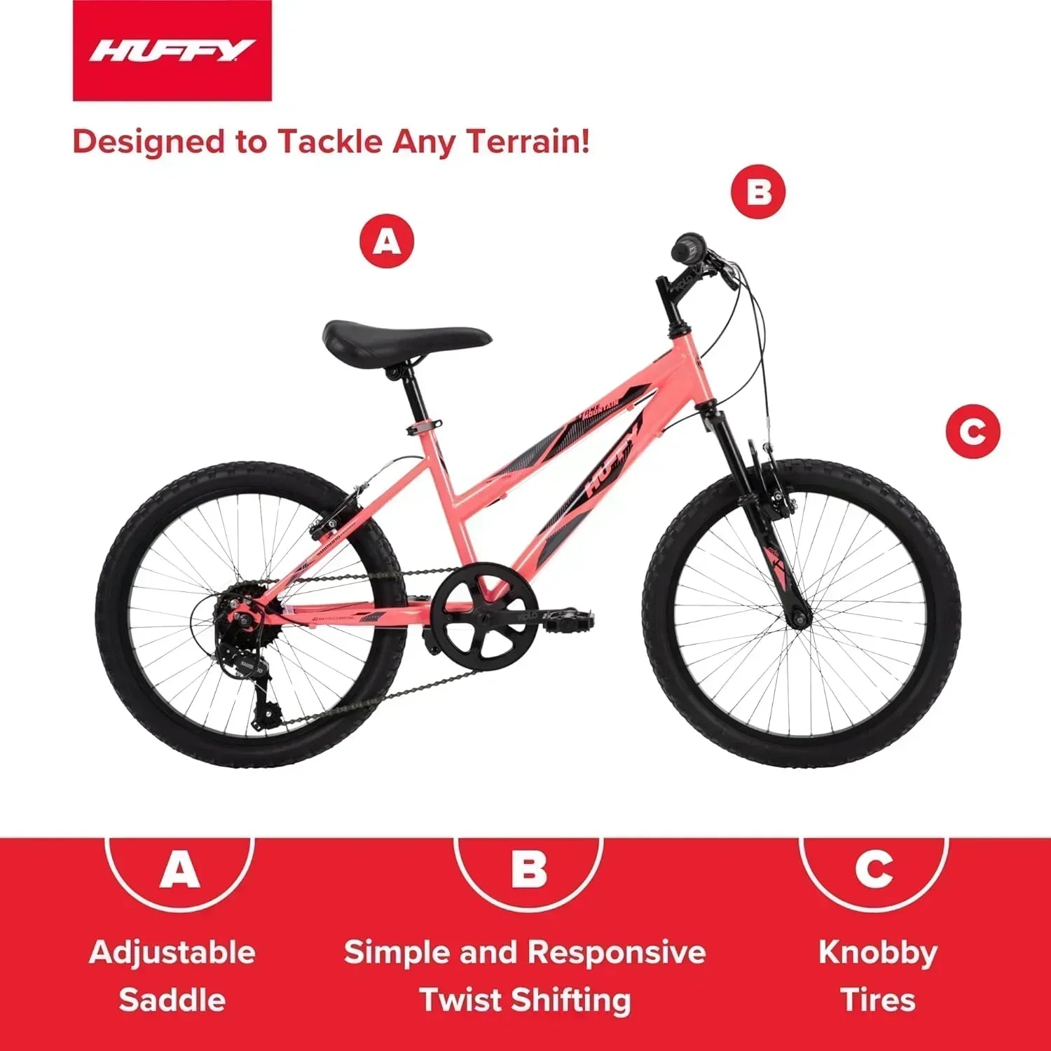 Huffy Stone Mountain Hardtail Mountain Bike for Boys/Girls/Men/Women 20/24/26 Sizes