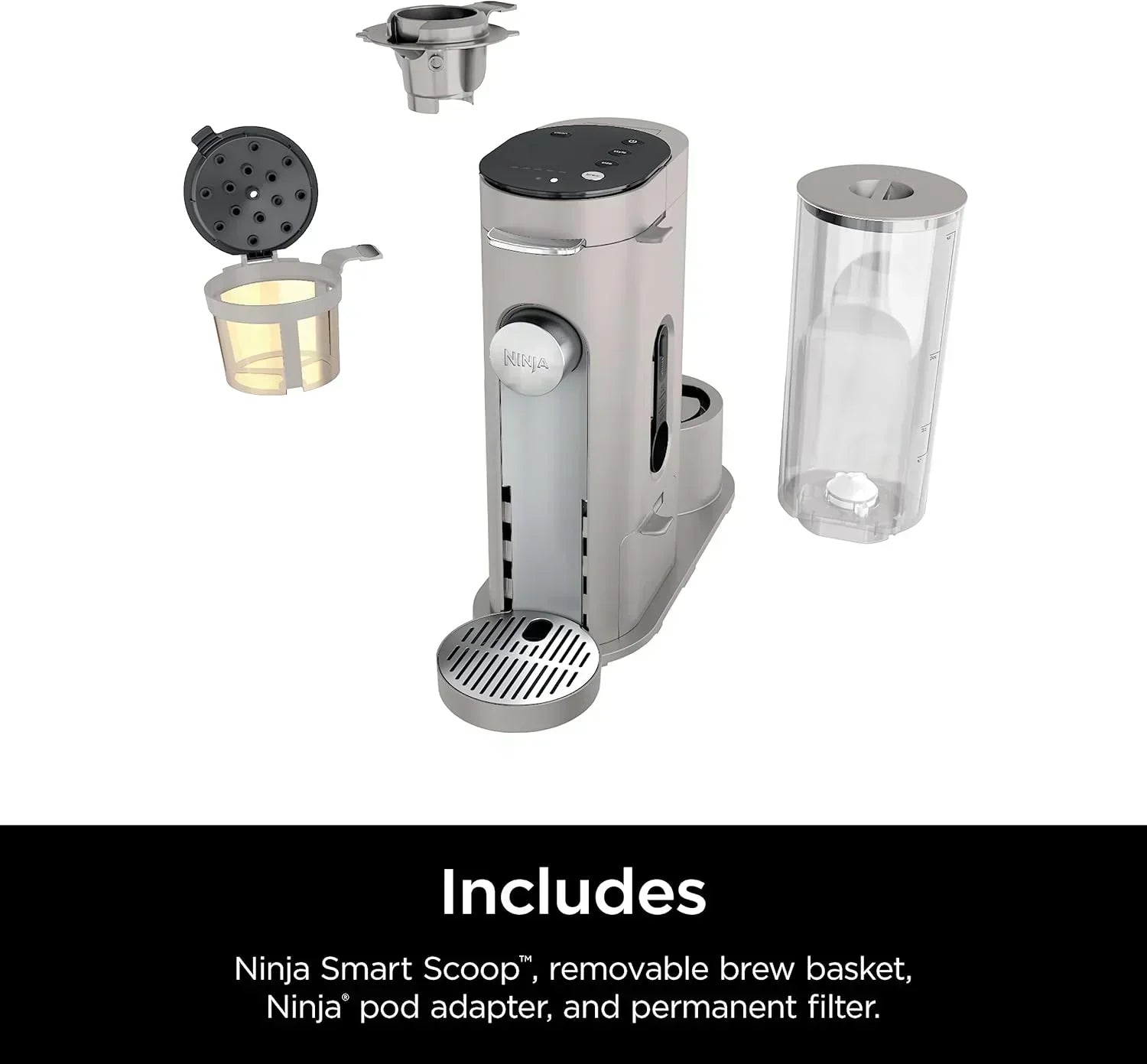 Ninja Pods Grounds Single-Serve Coffee Maker K-Cup Pod Compatible Brews Grounds Compact Design