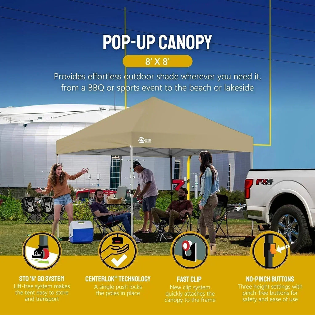 10x10 Pop-Up Awning One-Click Installation Beach Tent Outdoor Sunshade Silver Coated Top