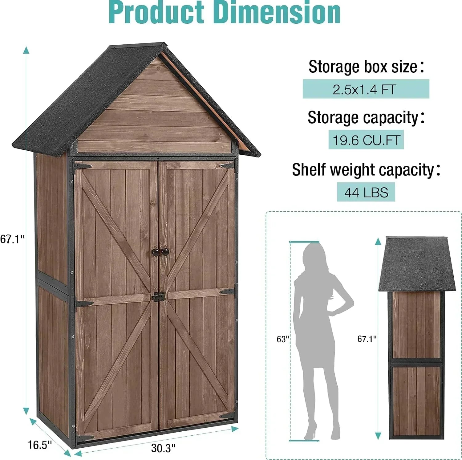 Sheds Outdoor Storage Garden Shed with Metal Frame Structure Adjustable Shelves Capacity Storage